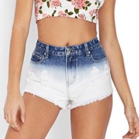 Tobi Pants - Blue Ombré Denim Shorts Tobi